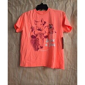 National 4-H Council KIDS SMALL Short Sleeve ANIMAL Graphic T-Shirt - PEACH